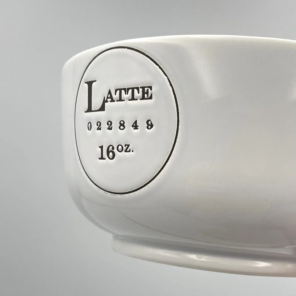 Pottery Barn Latte Bowl Mug Set of 2‎ White 16 oz Coffee Soup Cups O22849